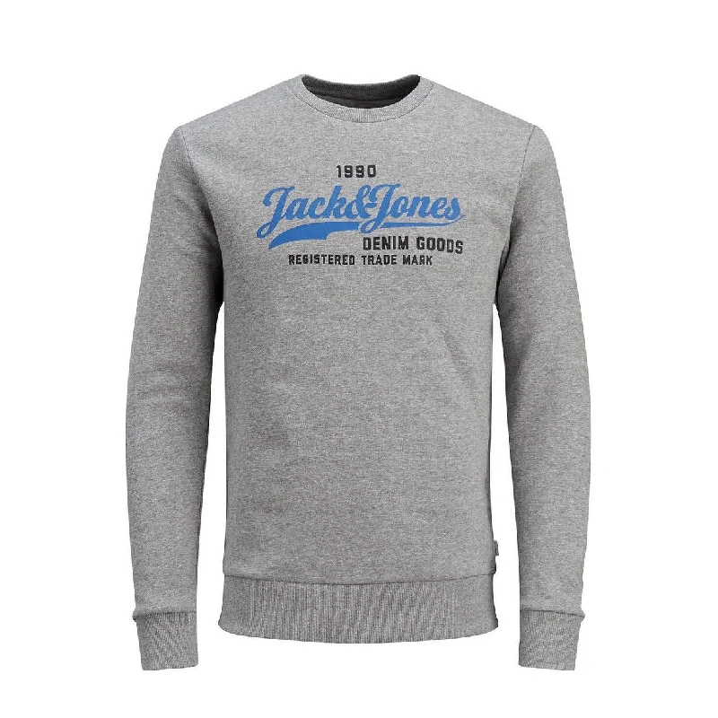 wool blend sweater for stylish warmth-Jack & Jones Men's Crew Neck Sweatshirt Gray Size Extra Large - X-Large