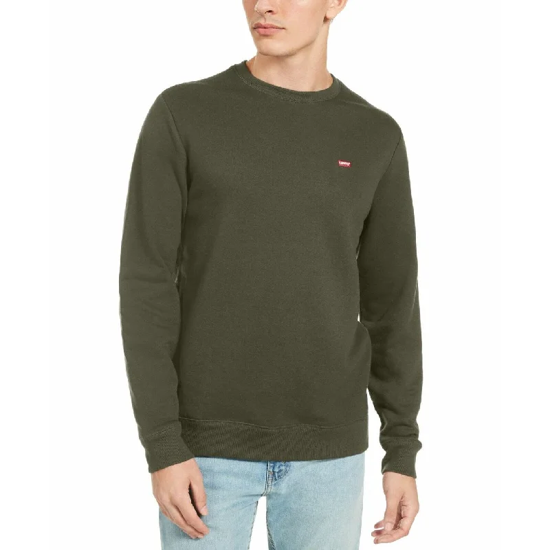 chic pullover sweater for easy wear-Levi's Men's Bailey Logo Crew-Neck Sweatshirt Dark Green Size Medium