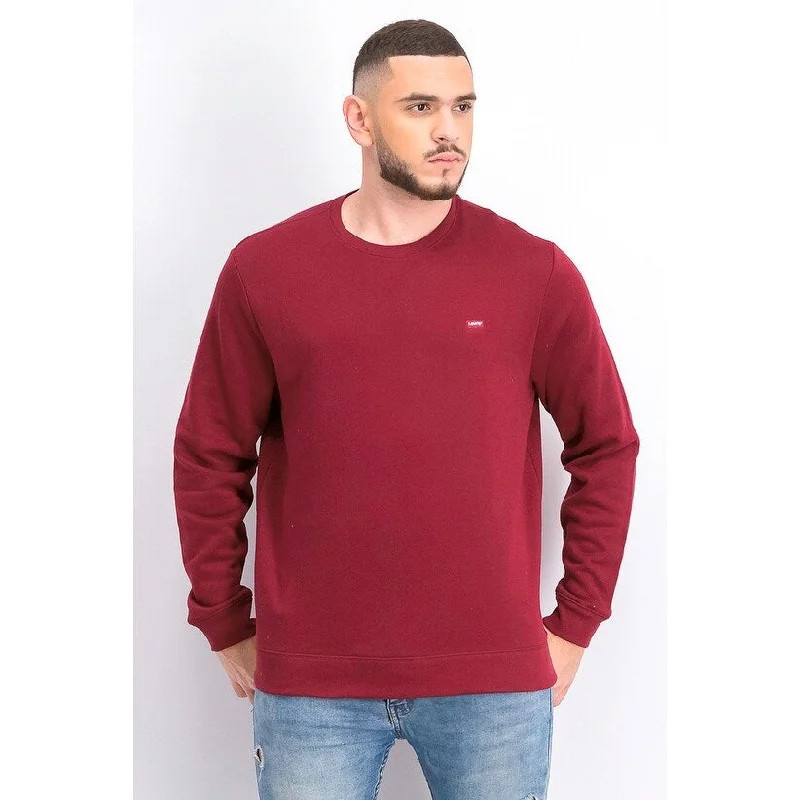 sleek wool sweater for smart casual outfits-Levi's Men's Bailey Logo Crew-Neck Sweatshirt Dark Red Size XX Large - XX-Large