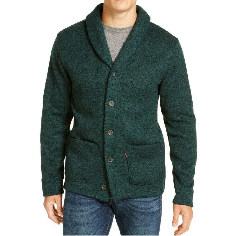 fashionable chunky knit sweater for winter-Levi's Men's Rand Shawl-Collar Cardigan Green Size 2 Extra Large