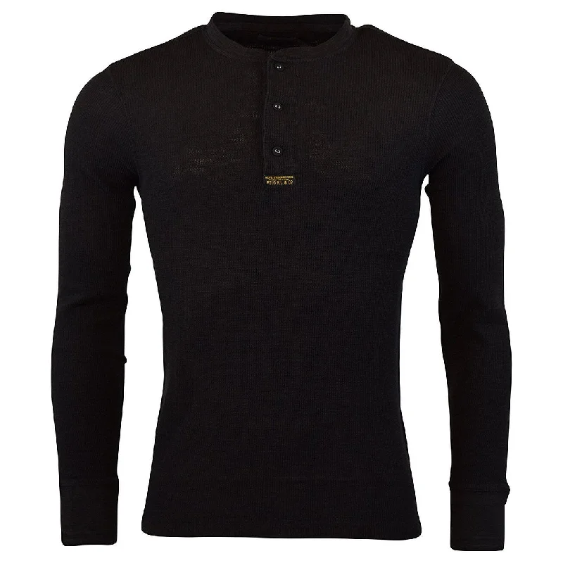 wool blend sweater for ultimate warmth-Polo Ralph Lauren Men's Big Tall Jacquard Henley Black Size 3-Extra Big