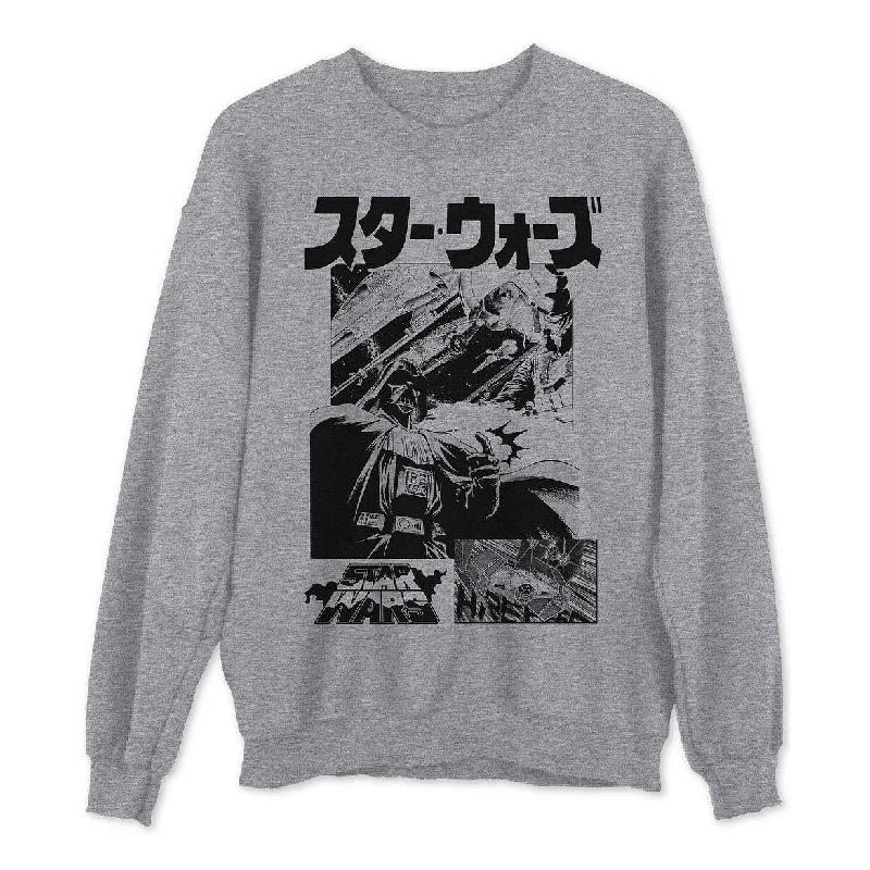 stylish wool sweater for work and play-Star Wars Manga Panels Men's Sweatshirt Gray Size Large