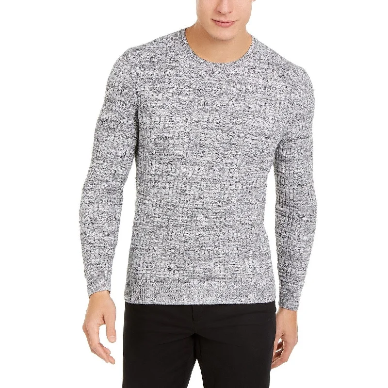 ribbed wool sweater for timeless appeal-Tasso Elba Men's Basket Weave Crewneck Sweater Gray Size Extra Large