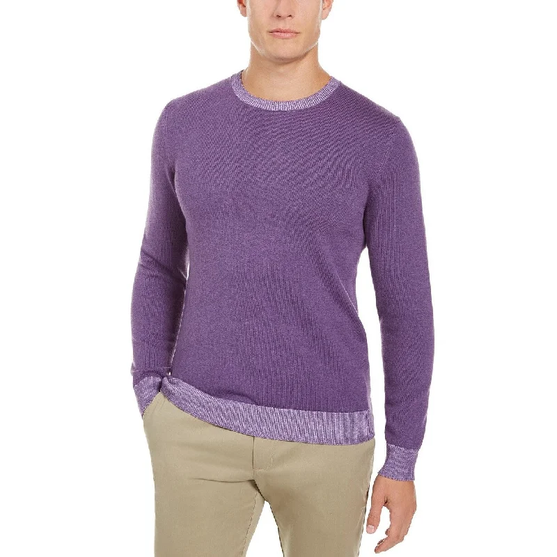 warm wool sweater for weekend comfort-Tasso Elba Men's Crew Neck Sweater Purple Size Medium