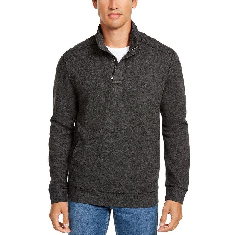 cozy cashmere sweater for every occasion-Tommy Bahama Men's Playa Pina Port Quarter Zip Sweatshirt Black Size Small