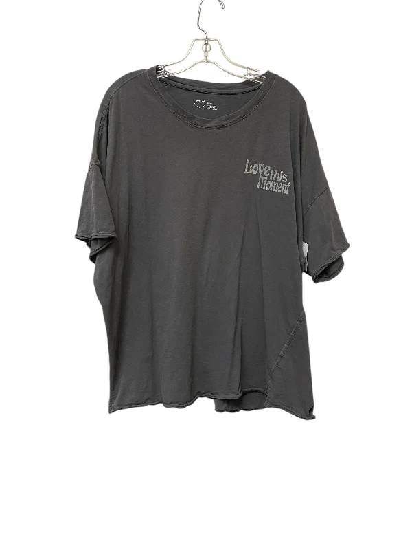 short sleeve top for summer evenings -Top Short Sleeve By Aerie In Grey, Size: Xl