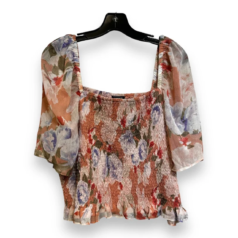 trendy short sleeve tee for women -Top Short Sleeve By Express In Floral Print, Size: Xl