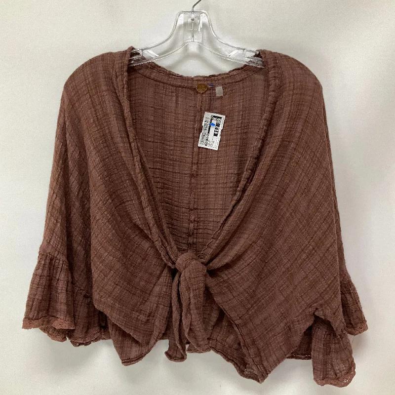 short sleeve cotton shirt for women -Top Short Sleeve By Free People In Brown, Size: Xs