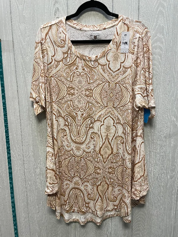 lightweight short sleeve workout shirt -Top Short Sleeve By Lane Bryant In Brown & Cream, Size: 1x