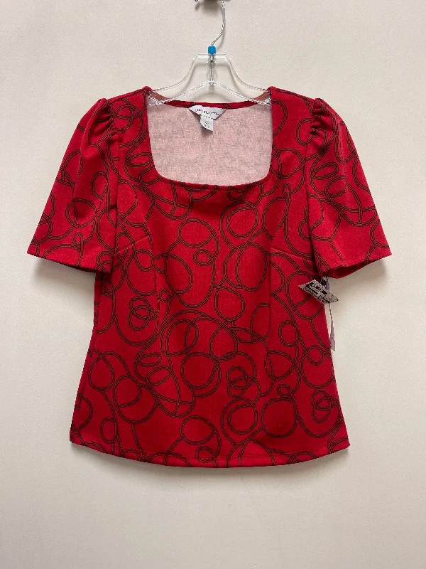 fitted short sleeve t-shirt for athletic wear -Top Short Sleeve By Liz Claiborne In Black & Red, Size: Xs