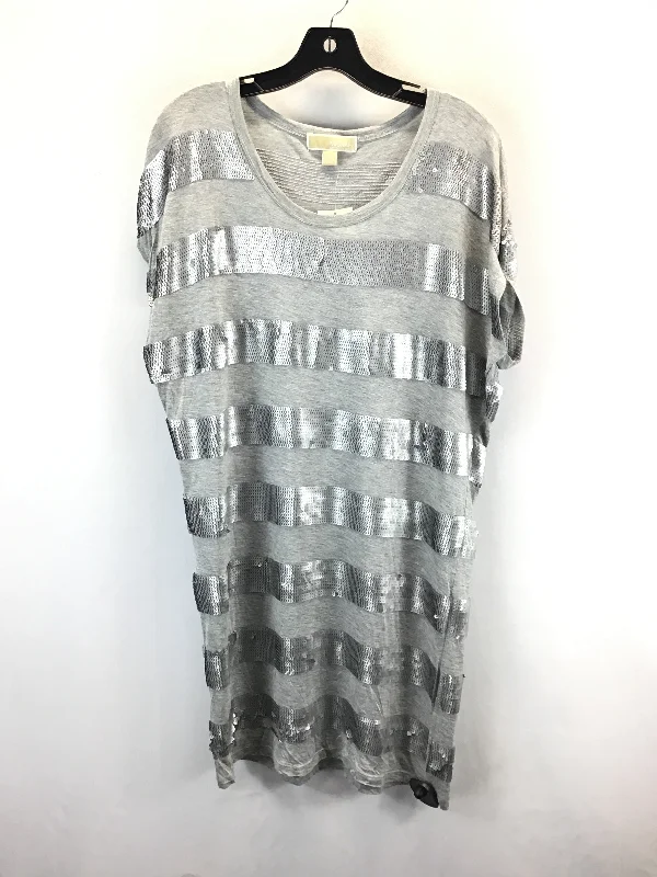 short sleeve long-sleeve hybrid t-shirt -Tunic Short Sleeve By Michael By Michael Kors In Grey, Size: M