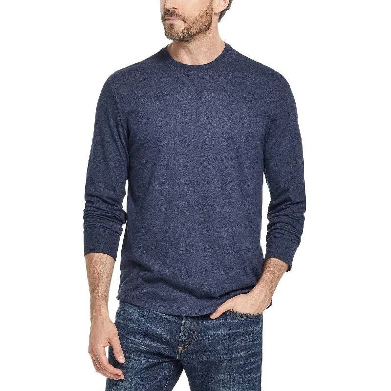 wool sweater with textured design-Weatherproof Vintage Men's Brushed Long-Sleeve Jersey T-Shirt Med Blue Size Extra Large - XL