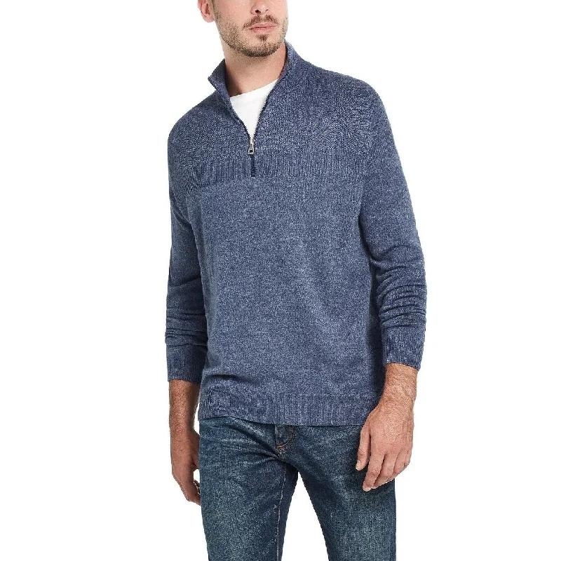 oversized wool sweater for a cozy fit-Weatherproof Vintage Men's Soft Touch Quarter-Zip Sweater Blue Size XL