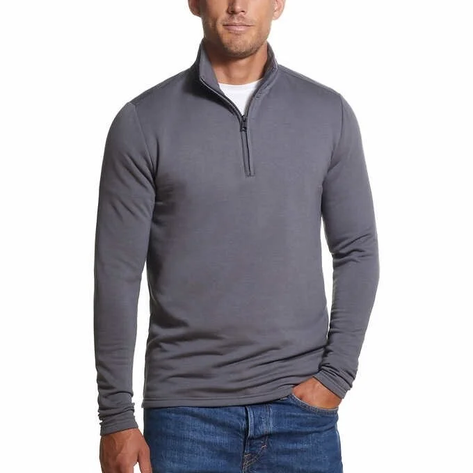 soft knit sweater for casual wear-Weatherproof Vintage Men's Soft Touch Quarter Zip Sweater Grey Size Medium