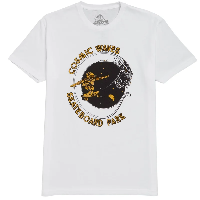 short sleeve t-shirt for layering -45RPM Vintage Cosmic Wave Skatepark T-Shirt - White