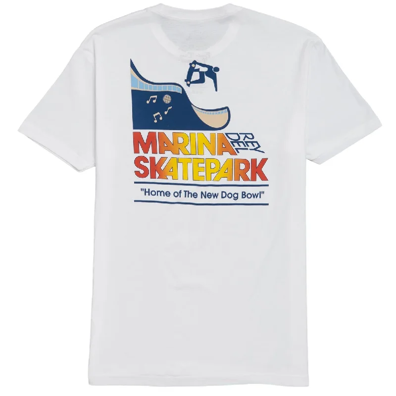 formal short sleeve shirt for men -45RPM Vintage Marina Del Rey Skatepark T-Shirt - White