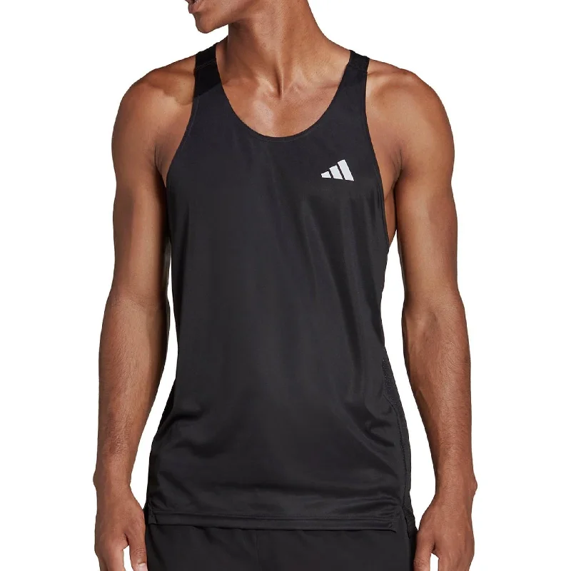 casual short sleeve shirt for outdoor activities -adidas Own The Run Mens Running Vest - Black