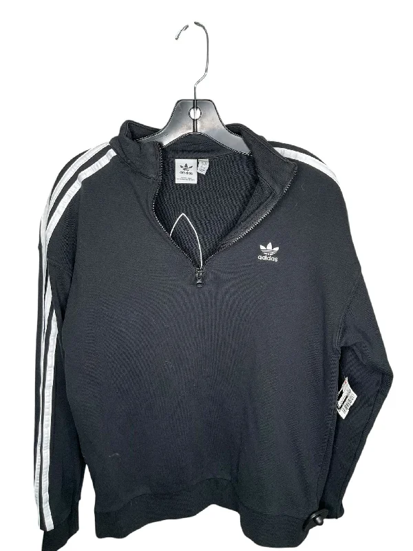 short sleeve long-sleeve hybrid t-shirt -Athletic Top Long Sleeve Collar By Adidas In Black, Size: S