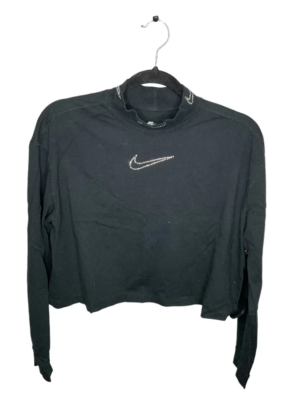 cute short sleeve t-shirt for kids -Athletic Top Long Sleeve Collar By Nike In Black, Size: L