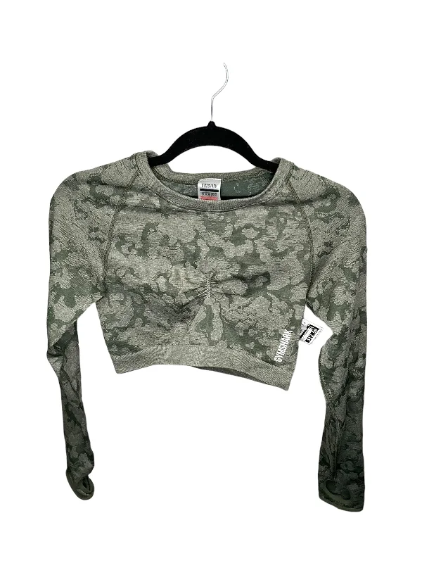 cool print short sleeve shirt for women -Athletic Top Long Sleeve Crewneck By Gym Shark In Camouflage Print, Size: L