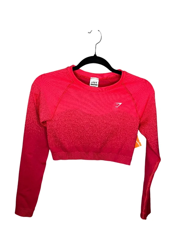 printed short sleeve shirt for women -Athletic Top Long Sleeve Crewneck By Gym Shark In Red, Size: M