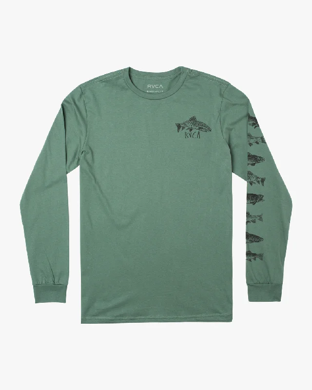 breathable fabric short sleeve t-shirt -Ben Horton Downstream Long Sleeve Tee - Spinach