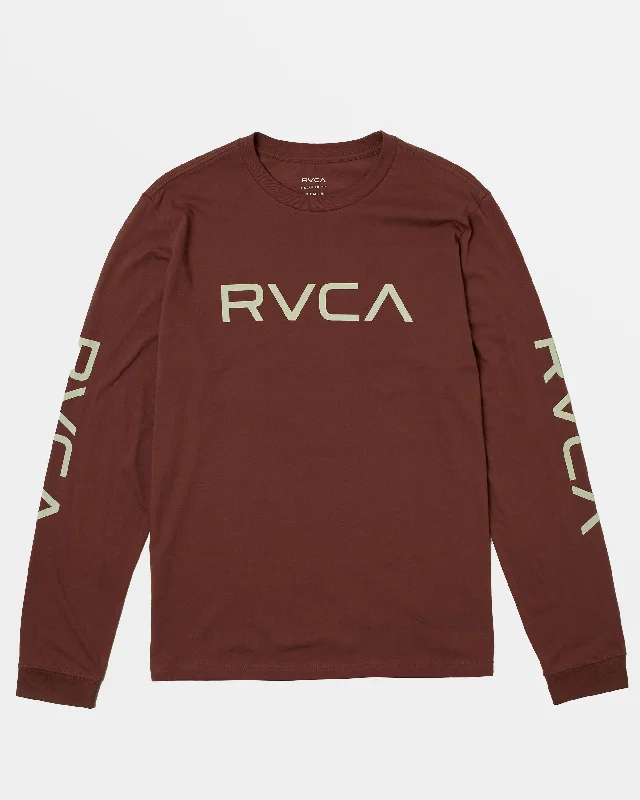 summer short sleeve shirt for daily wear -Boys Big RVCA Long Sleeve Tee - Red Earth