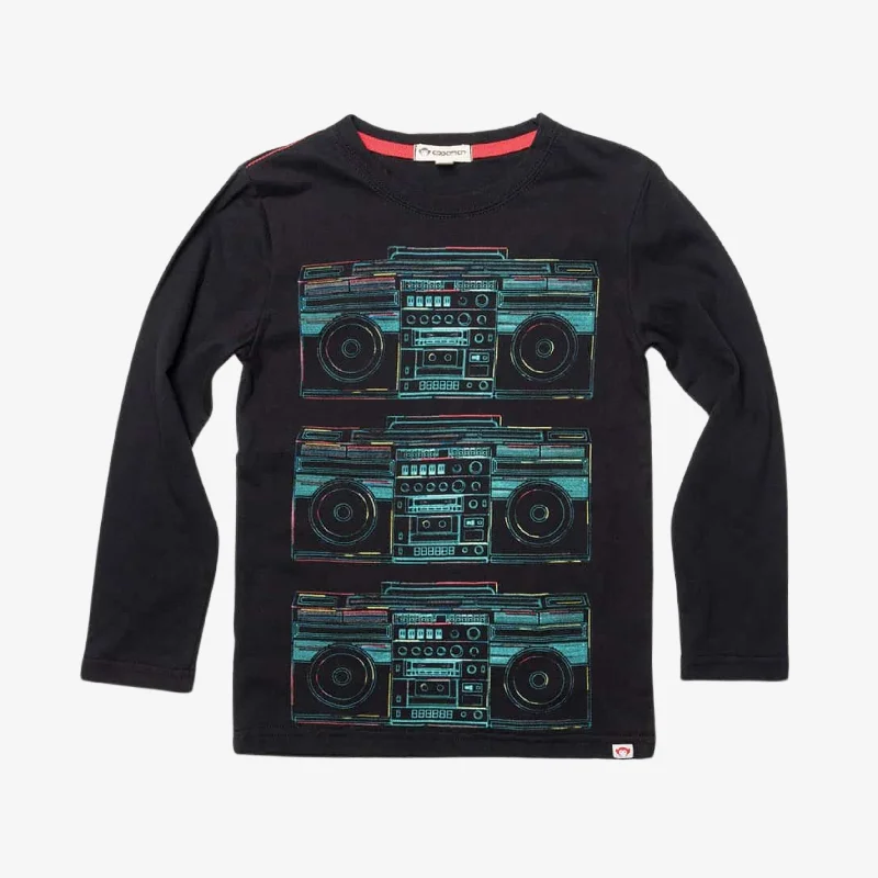 comfortable short sleeve shirt -Boombox Graphic Tee | Black