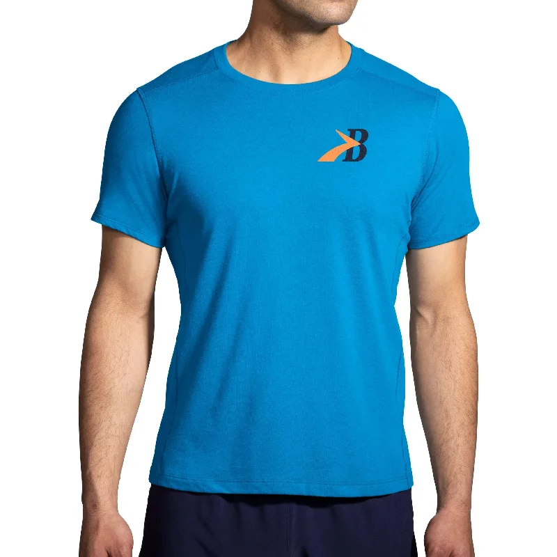 short sleeve t-shirt for everyday wear -Brooks Distance 2.0 Short Sleeve Mens Running Top - Blue