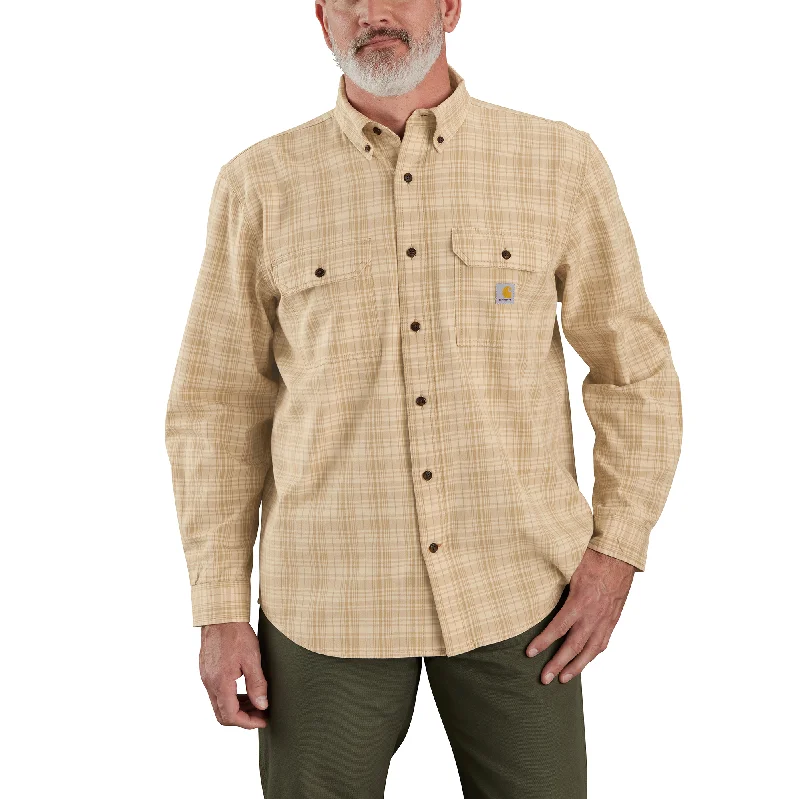 cool short sleeve t-shirt designs -Carhartt Midweight Chambray Plaid Long Sleeve - Mens