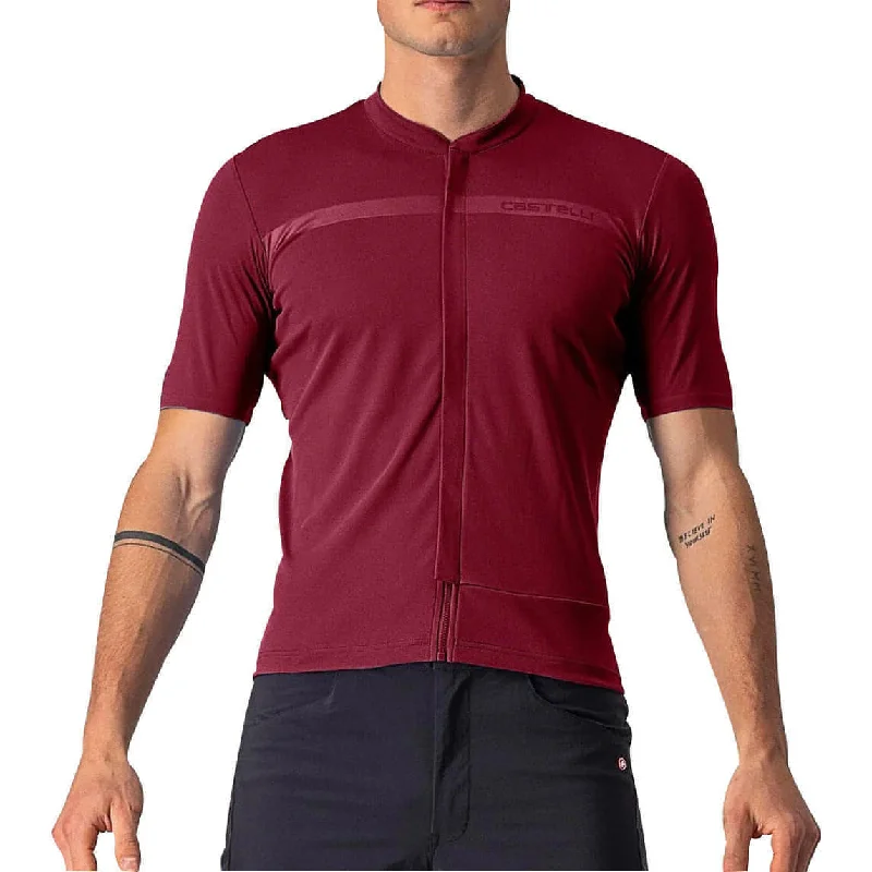 men’s casual short sleeve shirts -Castelli Unlimited Allroad Short Sleeve Mens Cycling Jersey - Red