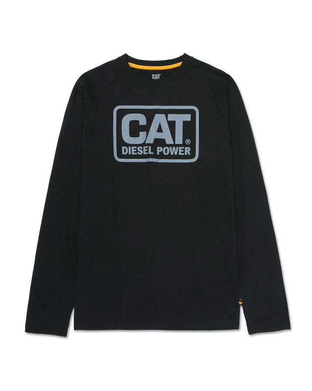 comfortable short sleeve workout shirt -Cat Diesel Power L/S Tee - Black