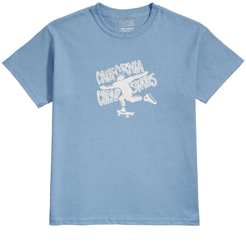 short sleeve t-shirt with fun prints -CCS Youth Cheap Skates T-Shirt - Light Blue/White