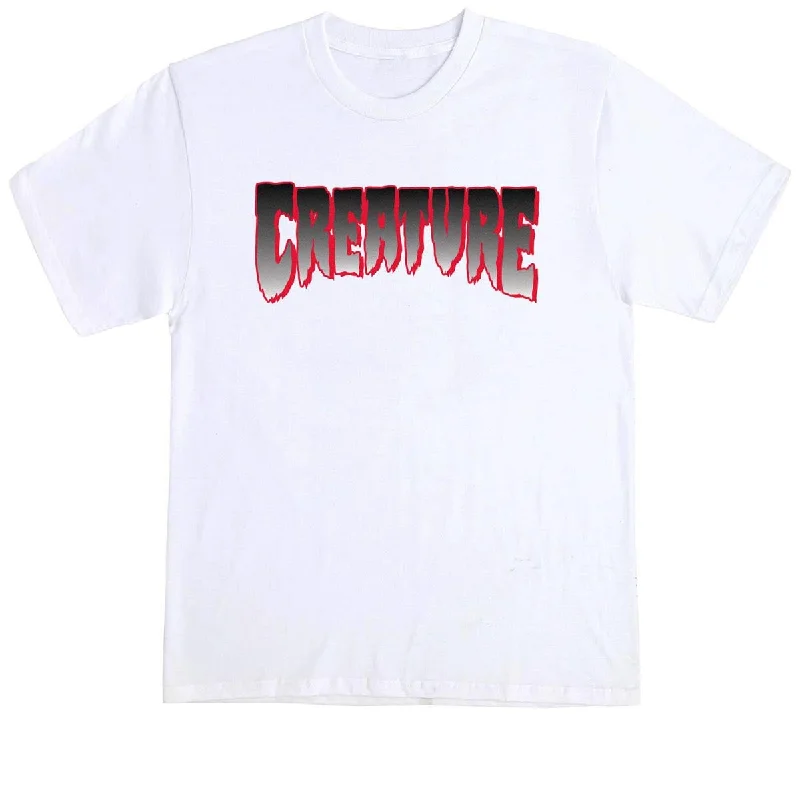 trendy men’s short sleeve t-shirt -Creature Logo T-Shirt - White/Red