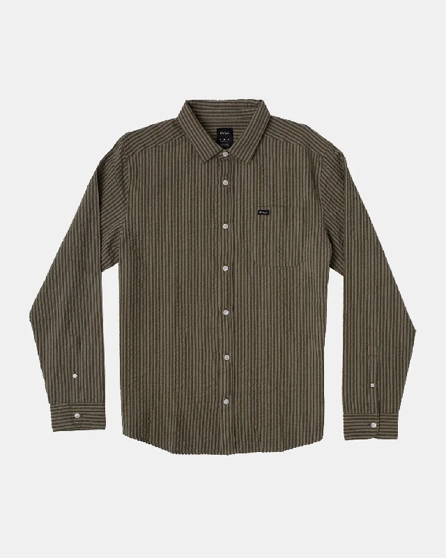 plain short sleeve t-shirt -Endless Seersucker Long Sleeve Shirt - Sequoia