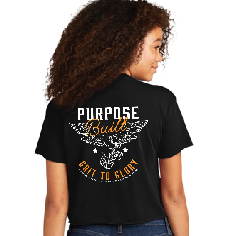 short sleeve t-shirt with cool patterns -Grit To Glory Crop Tee, Black