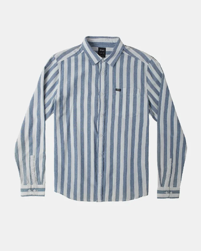 comfortable short sleeve shirt -Harbour Long Sleeve Shirt - Denim Stripe