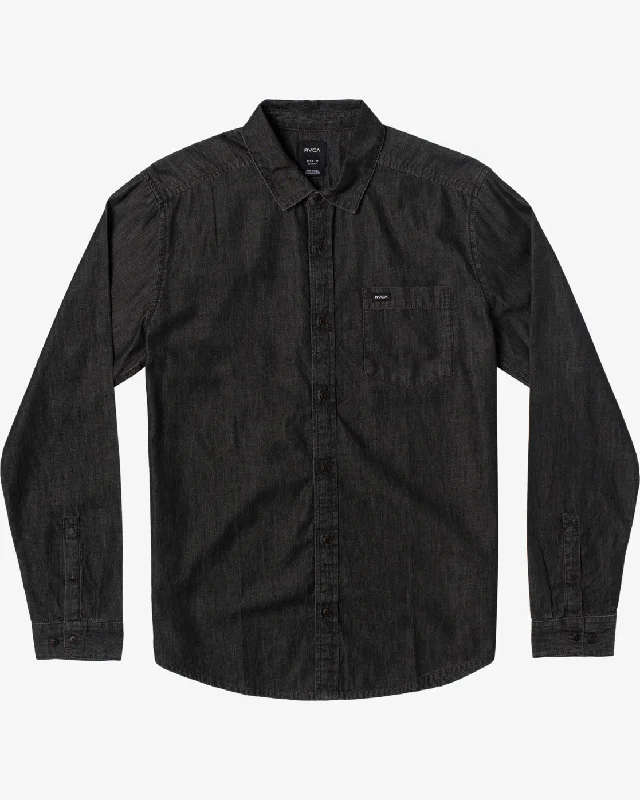 short sleeve t-shirt for casual Fridays -Hastings Long Sleeve Shirt - Black Denim