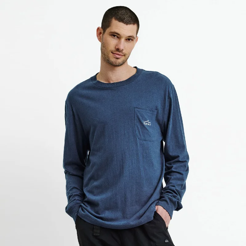 casual stylish short sleeve tee -Hemp Long Sleeve Tee Indigo