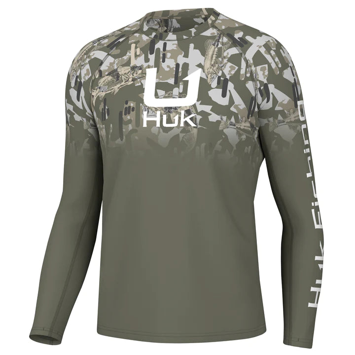 short sleeve t-shirt with cool patterns -Huk KC Icon Apex Vert Fade Long Sleeve Shirt - Mens