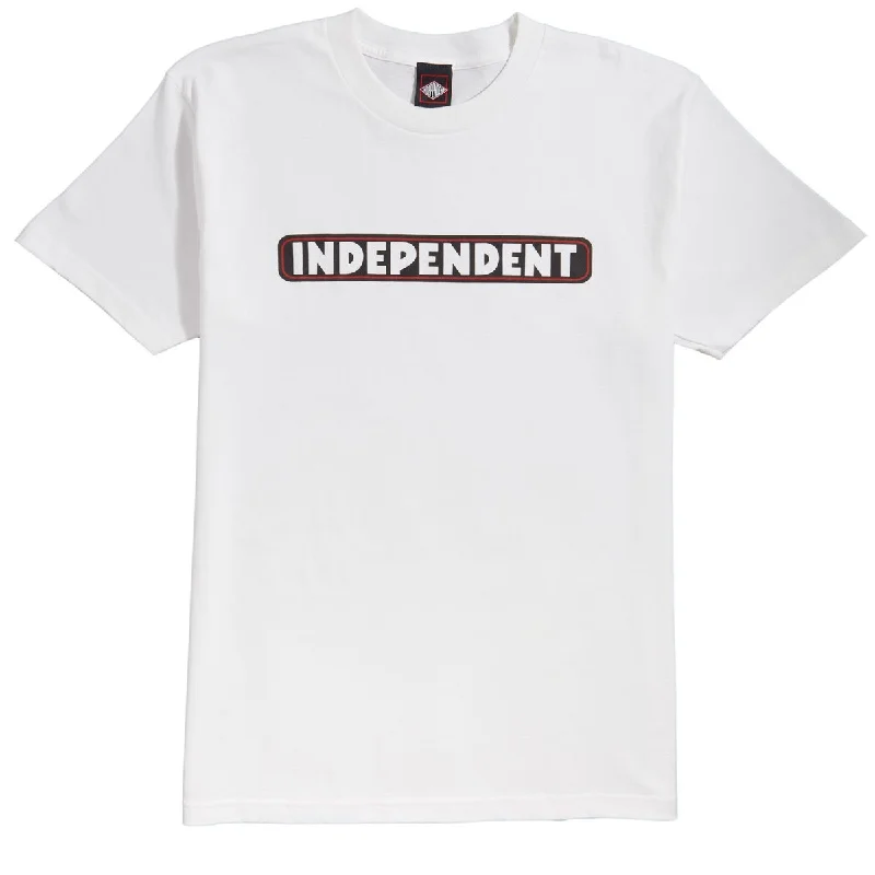 breathable fabric short sleeve t-shirt -Independent Bar Logo T-Shirt - White