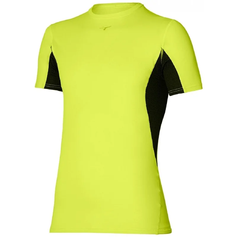 oversized short sleeve tee for women -Mizuno Breath Thermo Mid-Light Weight Short Sleeve Mens Running Top - Yellow