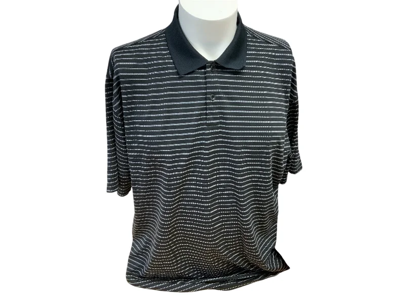 trendy short sleeve shirt for relaxed vibes -Nike Golf Men Shirt Black/White Stripes L