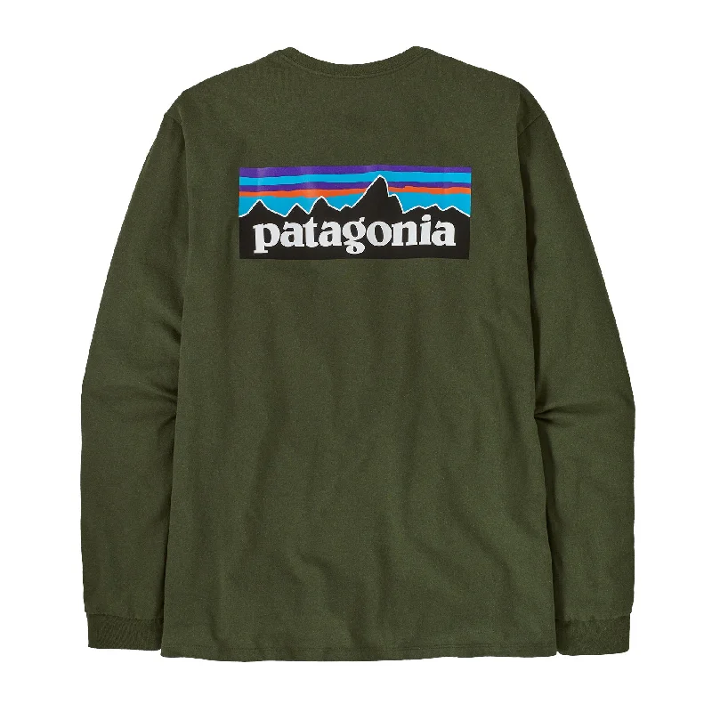 workout short sleeve t-shirt for men -Patagonia P-6 Logo Responsibili-Tee Long Sleeve - Mens