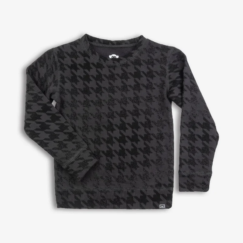 stylish short sleeve t-shirt -Revel Crewneck | Black Houndstooth