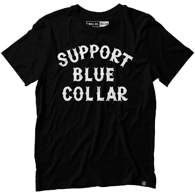 short sleeve button-down shirt -Support Blue Collar Tee - Black