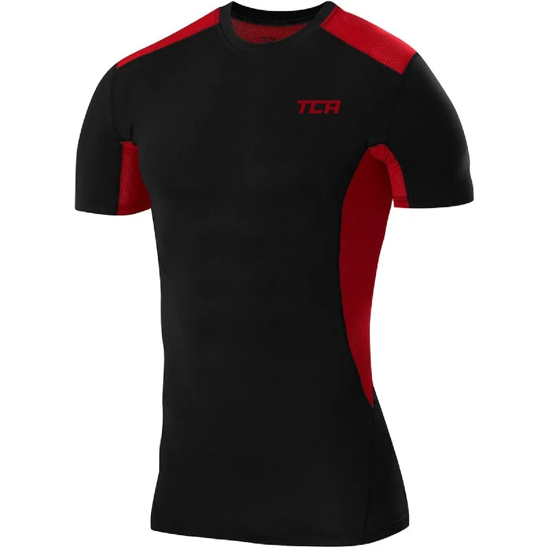 printed short sleeve t-shirt for men -TCA FX Laser Mens Short Sleeve Compression Top - Black