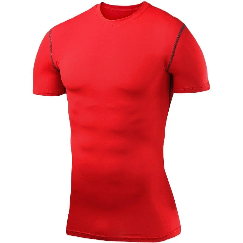 relaxed short sleeve shirt for women -TCA PowerLayer Compression Mens Short Sleeve Running Top - Red