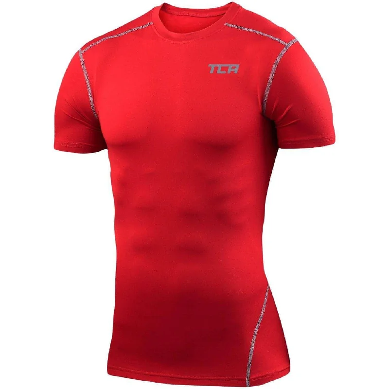 comfortable short sleeve workout shirt -TCA Pro Performance Short Sleeve Mens Compression Top - Red