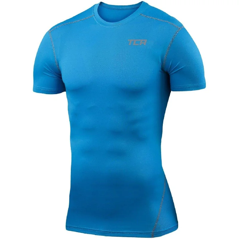 short sleeve summer shirts for women -TCA Pro Performance Short Sleeve Mens Compression Top - Sky